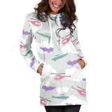 Helicopter Plane Pattern Women'S Hoodie Dress