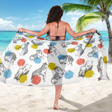 Siberian Husky And Colorful Circle Pattern Sarong