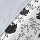 Crows Floral Wreath Rabbit Pattern Premium Blanket