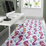 Purple Seahorse Blue Coral Pattern Area Rug