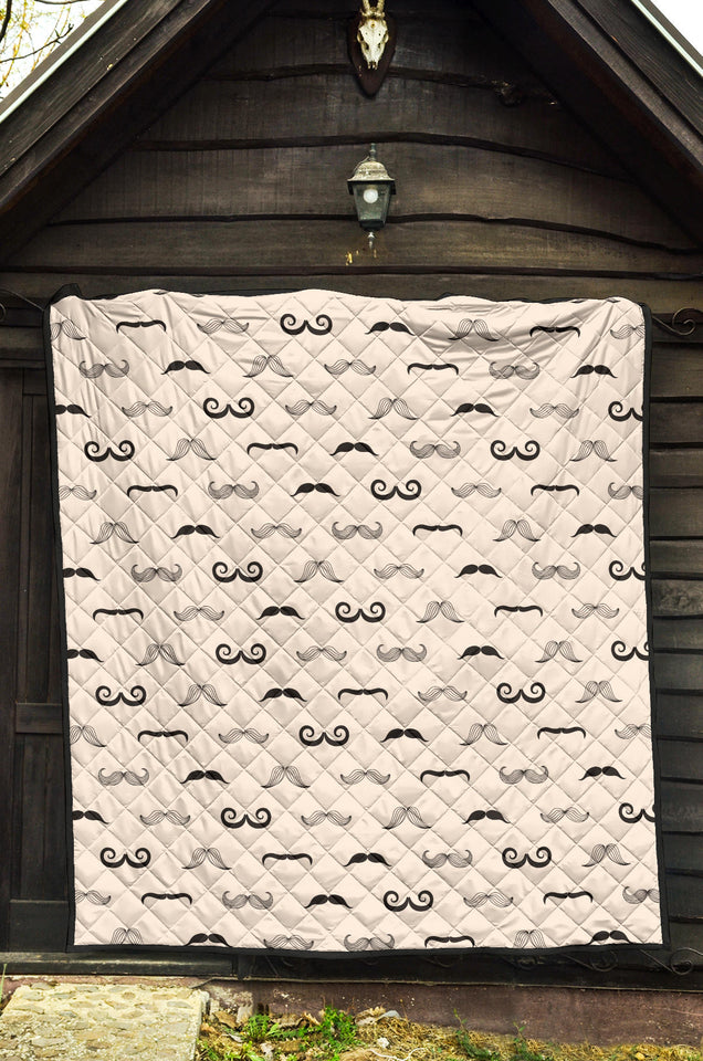 Mustache Beard Pattern Print Design 05 Premium Quilt