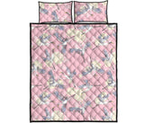 Japanese crane rose pattern Quilt Bed Set