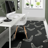 Hand Drawn Boomerang Australian Aboriginal Ornament Area Rug