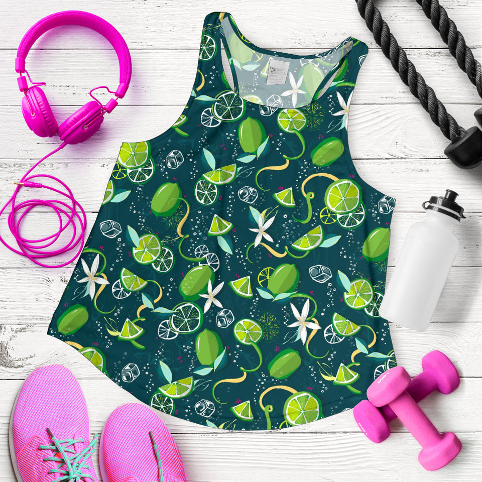 Lime ice flower pattern Women Racerback Tank Top