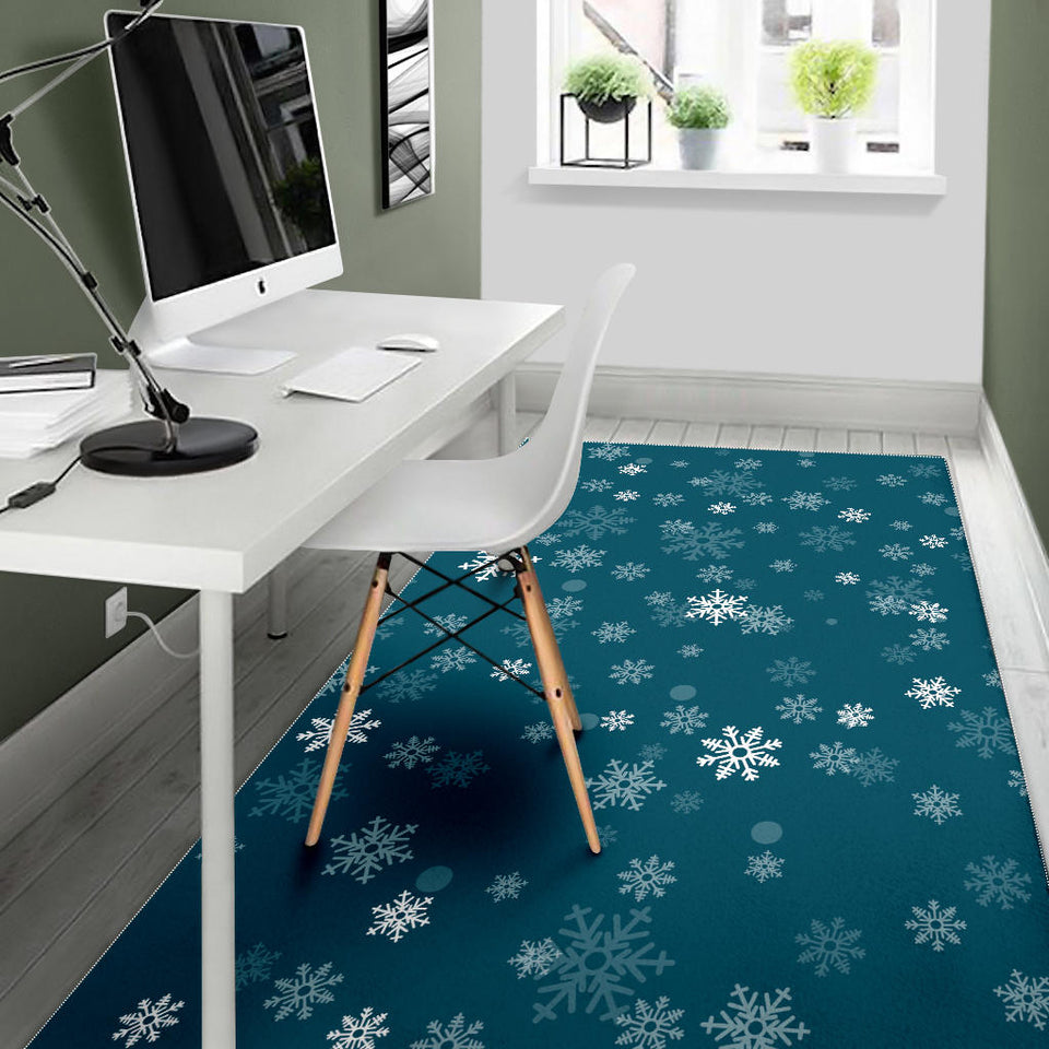 Snowflake Pattern Dark Background Area Rug
