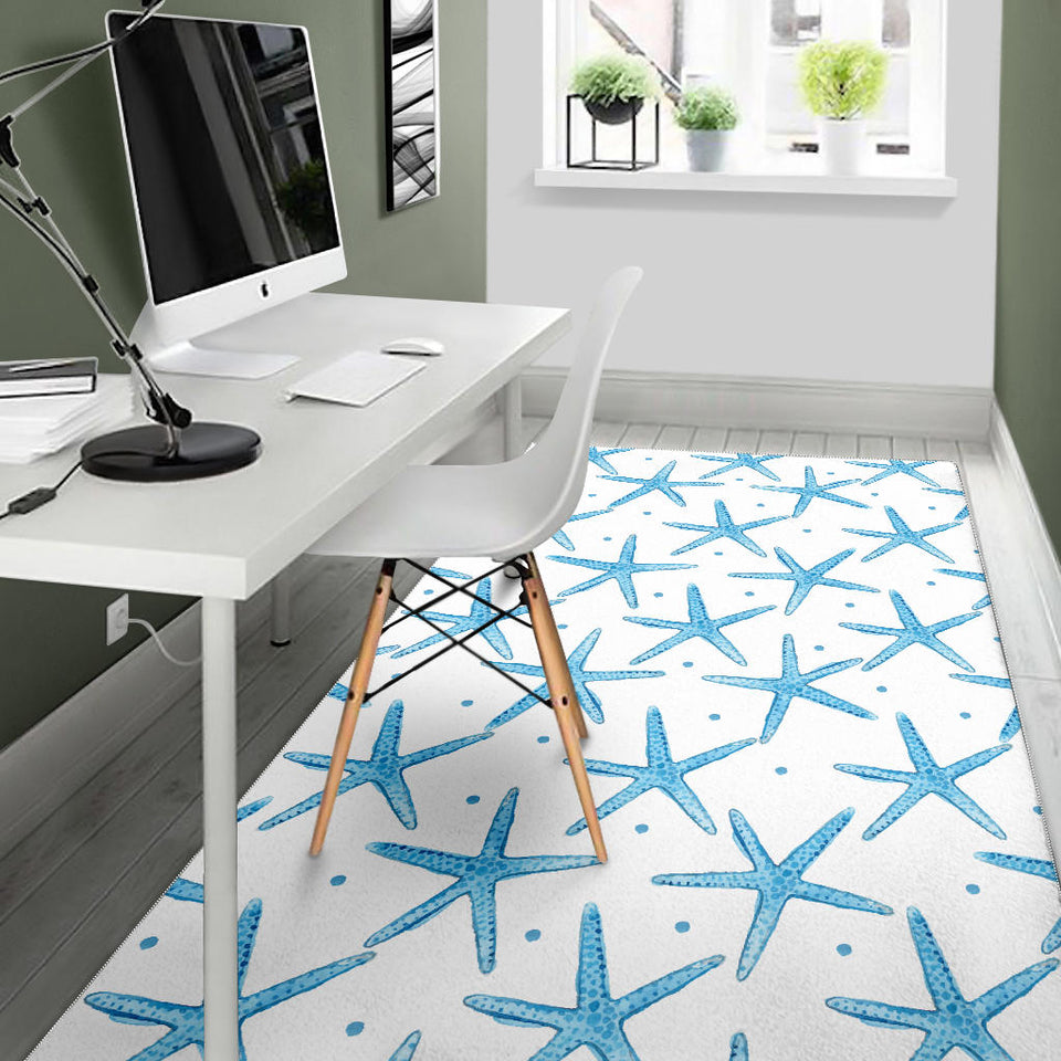 Watercolor Starfish Pattern Area Rug