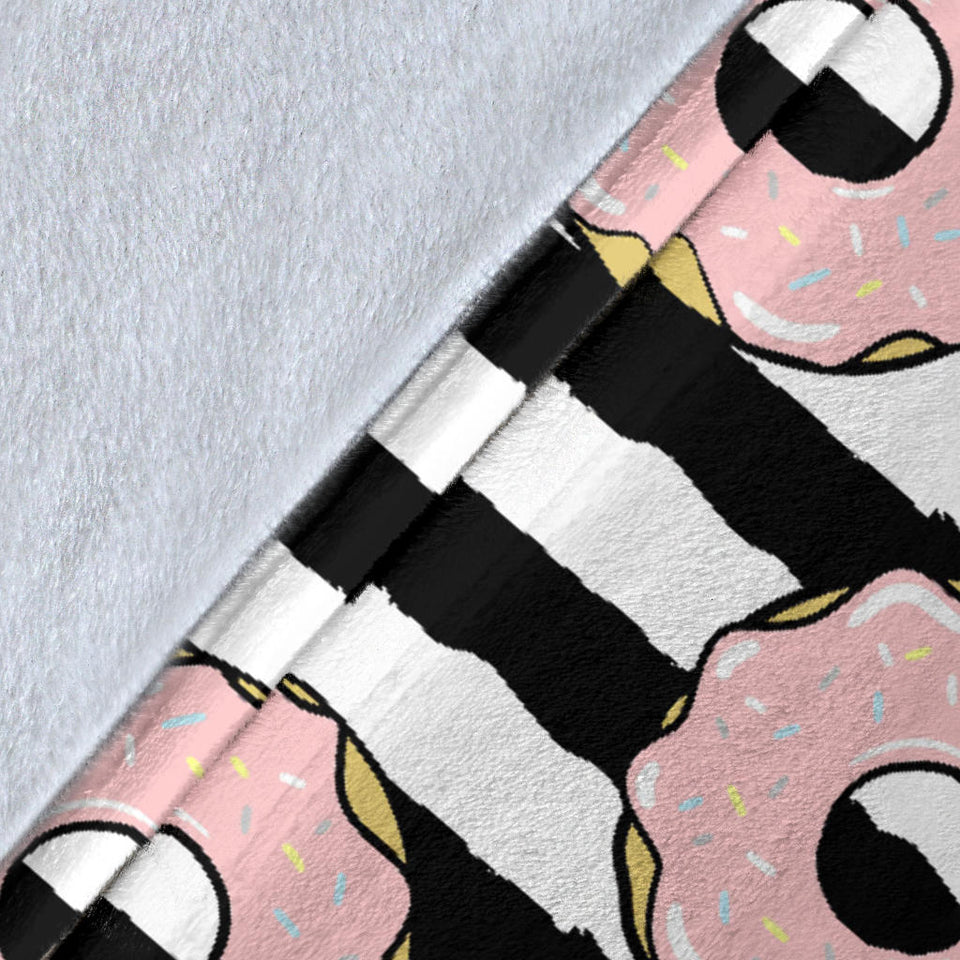 Donuts Pink Icing Striped Pattern Premium Blanket