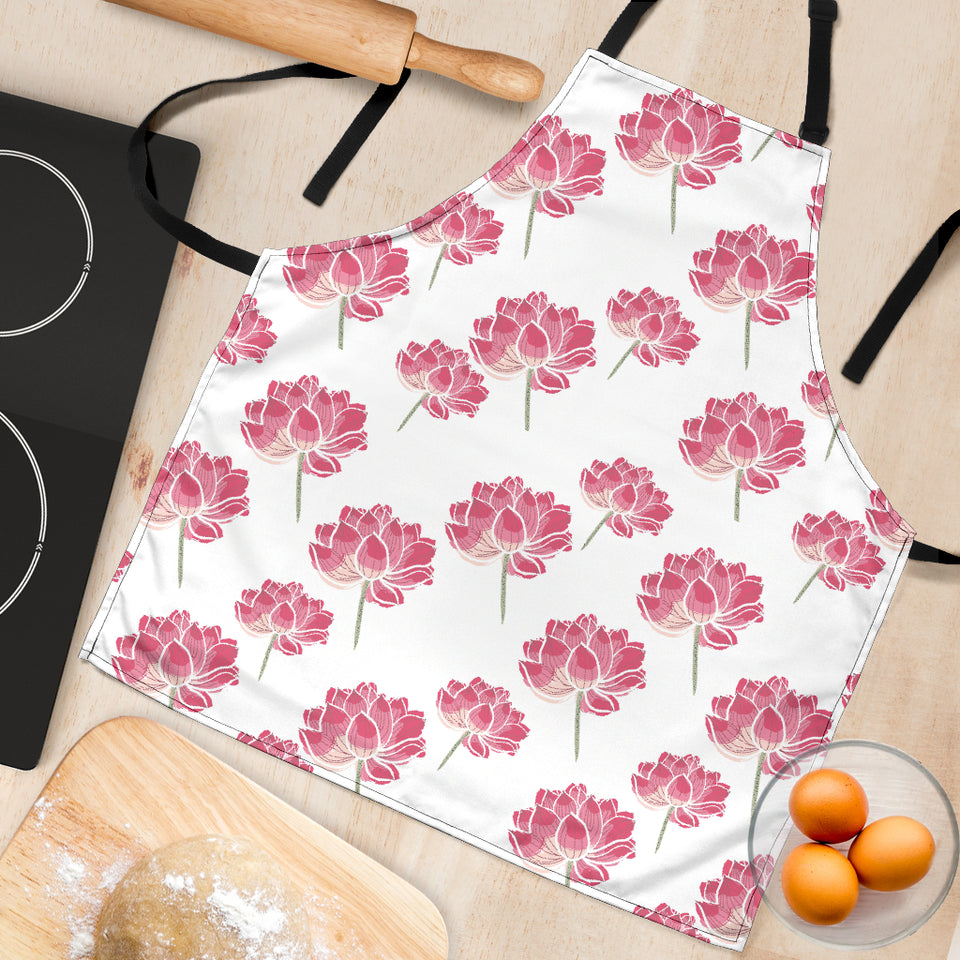 Pink Lotus Waterlily Pattern Adjustable Apron