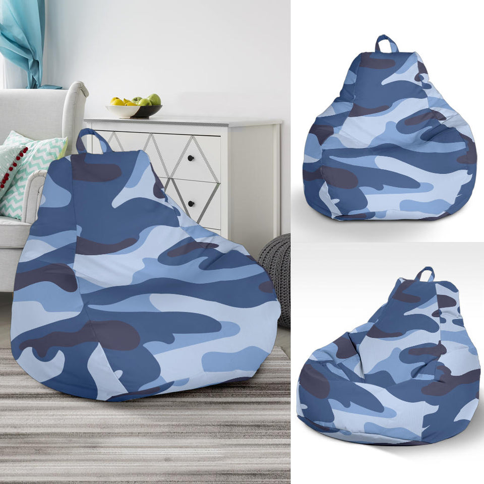 Blue Camo Camouflage Pattern Bean Bag Cover