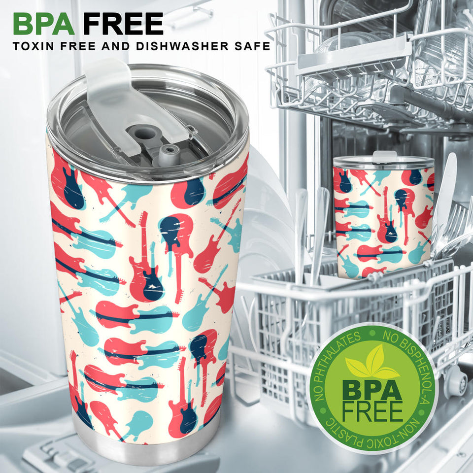 Red Blue Guitar Pattern Tumbler