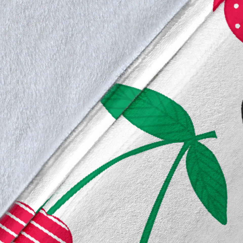 Cherry Pattern White Background Premium Blanket