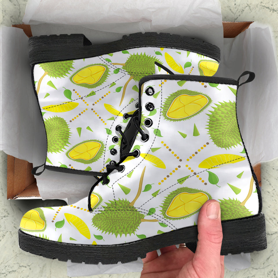 Durian Pattern Background Leather Boots