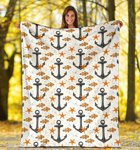 Clown Fish Pattern Print Design 02 Premium Blanket