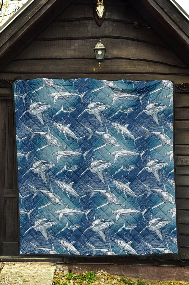 Shark Hand Drawn Premium Quilt