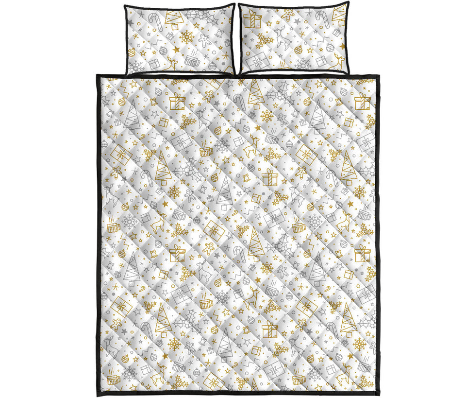 Christmas tree Christmas element Silver gold pattern Quilt Bed Set