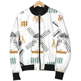 Windmill Pattern Women'S Bomber Jacket