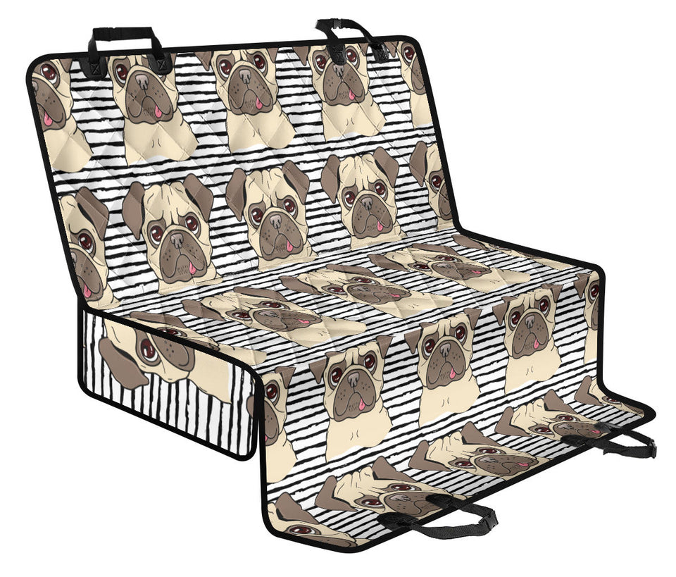 Happy Pug Pattern Dog Car Seat Covers