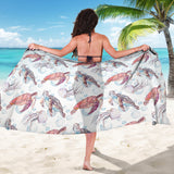 Watercolor Sea Turtle Jellyfish Pattern Sarong