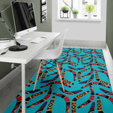 Boomerang Australian Aboriginal Ornament Blue Background Area Rug