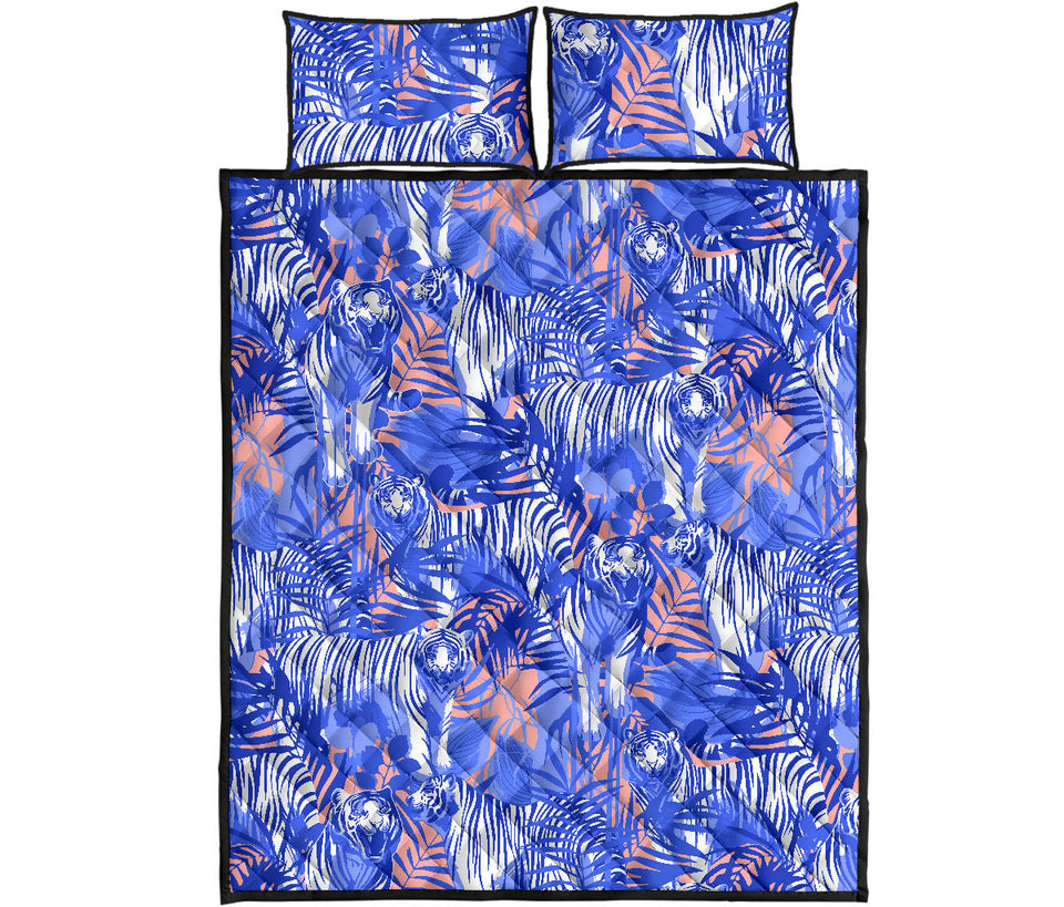 white bengal tigers pattern Quilt Bed Set