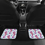 Purple Seahorse Blue Coral Pattern Front And Back Car Mats