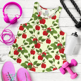 Red apples leaves pattern Women Racerback Tank Top