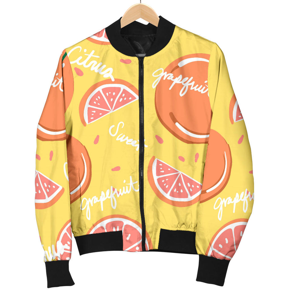 Grapefruit Yellow Background Women'S Bomber Jacket