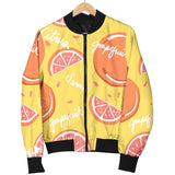 Grapefruit Yellow Background Women'S Bomber Jacket