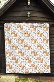 Cute Corgi Heart Star Bone Pattern Premium Quilt