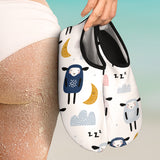 Cute Sleeping Sheep Moon Cloud Pattern Aqua Shoes