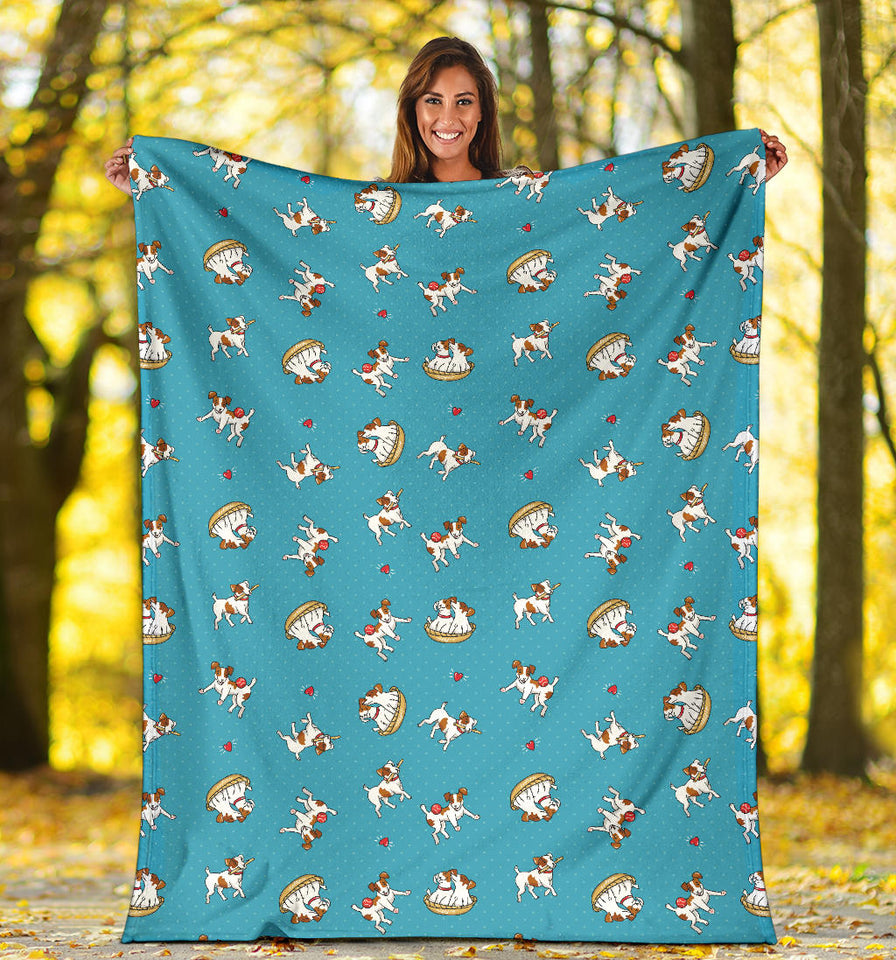 Jack Russel Pattern Print Design 03 Premium Blanket