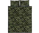 Digital Green camo camouflage pattern Quilt Bed Set
