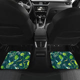 Lime Ice Flower Pattern Front And Back Car Mats
