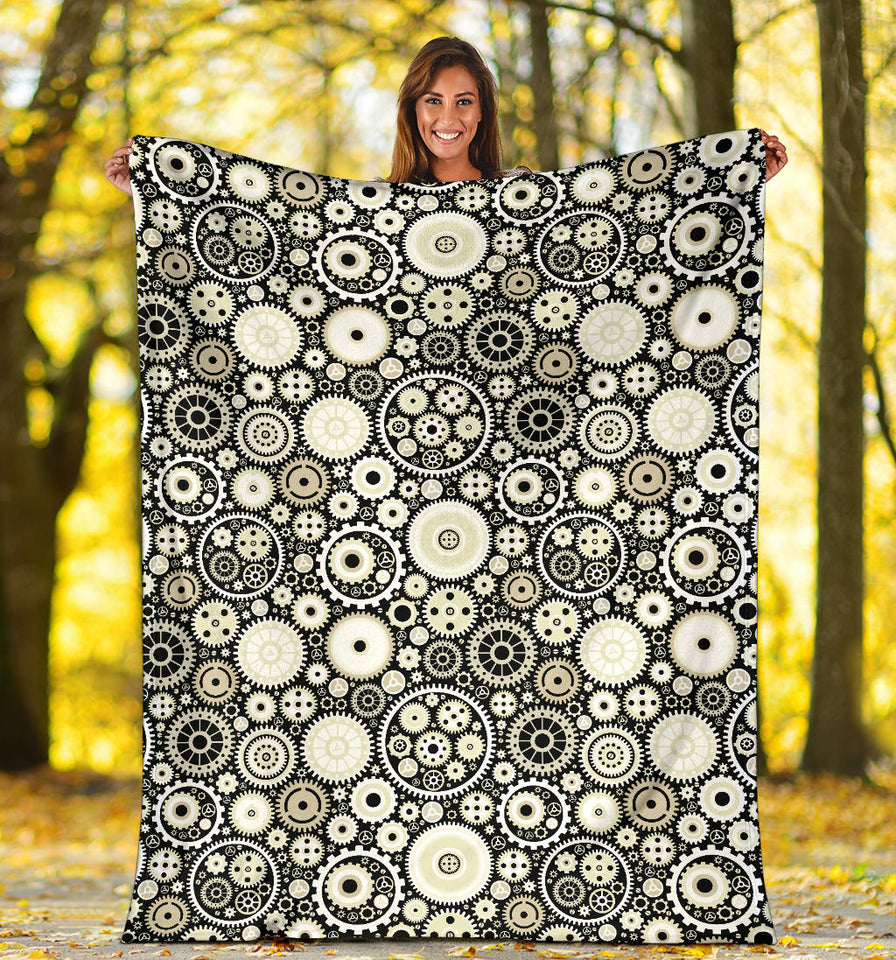 Gear Pattern Print Design 02 Premium Blanket
