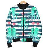 Cute Octopuses Heart Striped Background Women'S Bomber Jacket