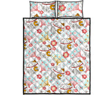 Maneki Neko Lucky Cat fan sakura Quilt Bed Set