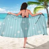 Snowflake Pattern Blue Stripe Background Sarong