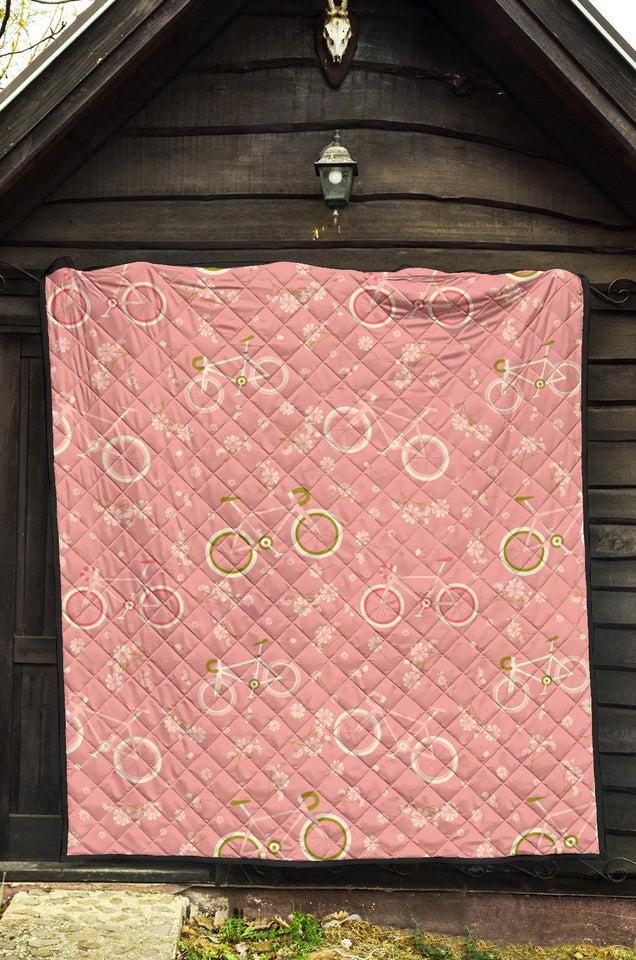 Bicycle Pattern Print Design 02 Premium Quilt