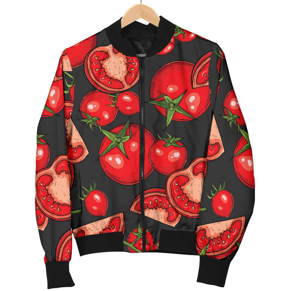 Tomato Black Background Women'S Bomber Jacket