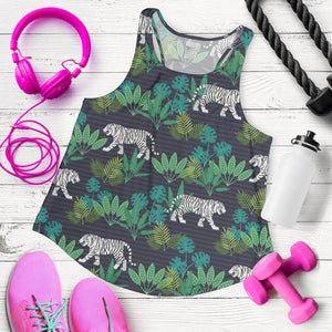 white bengal tigers tropical plant Women Racerback Tank Top