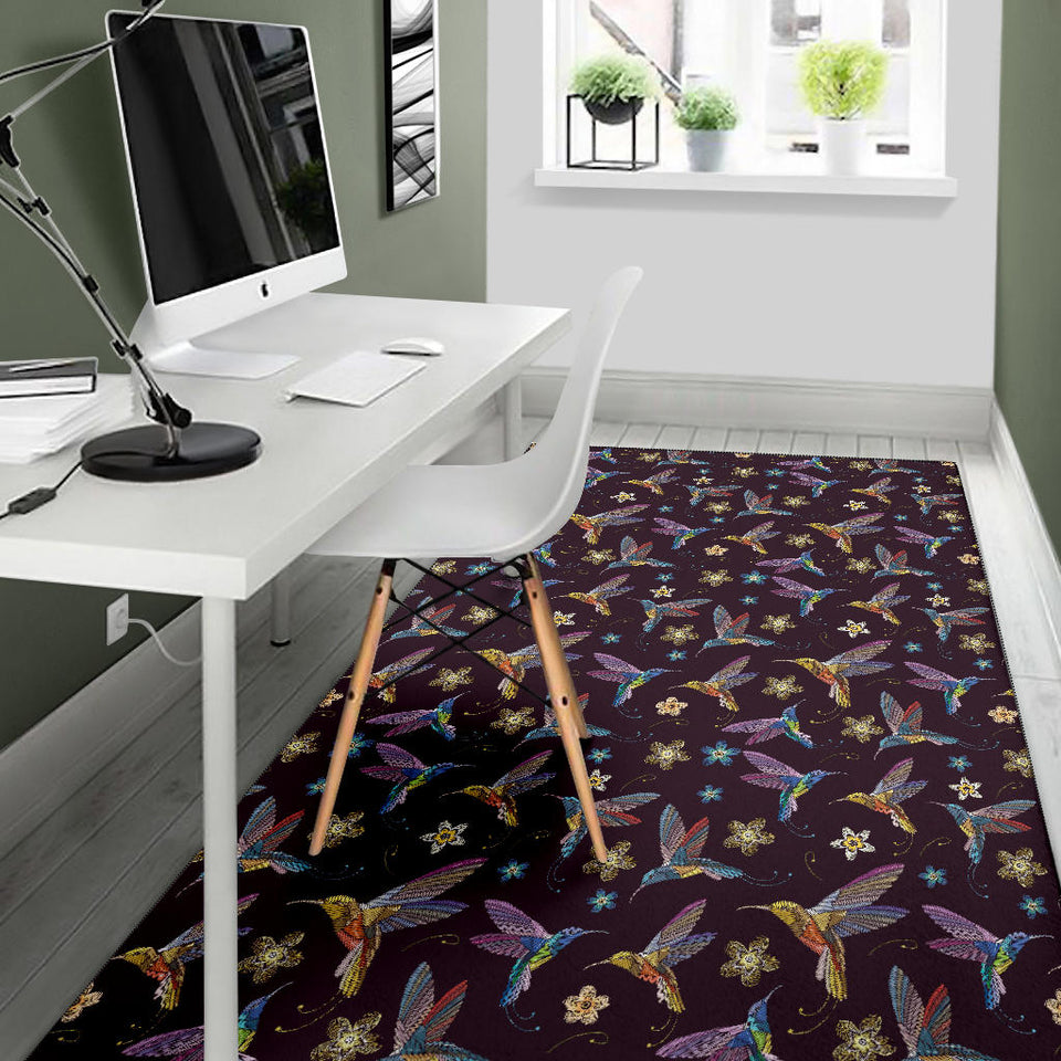 Hummingbird Pattern Print Design 04 Area Rug