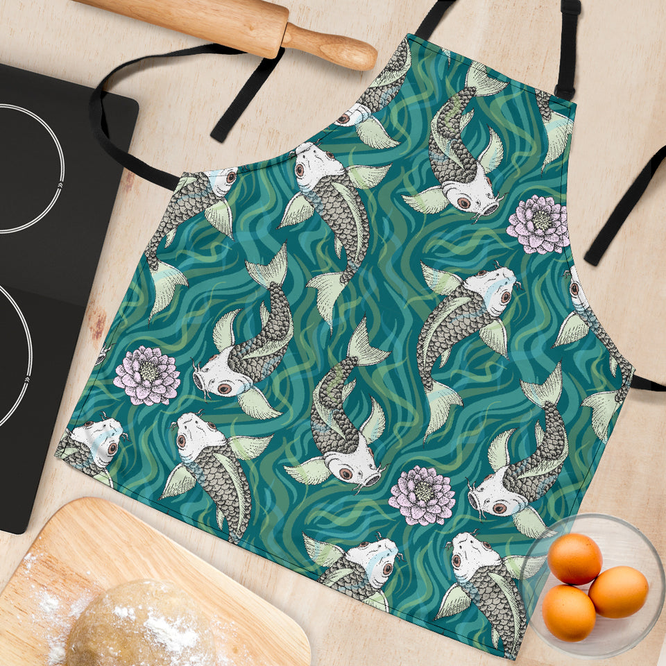Koi Fish Carp Fish Lotus Pattern Adjustable Apron