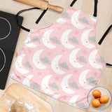 Cute Moon Cloud Star Pattern Pink Dot Background Adjustable Apron