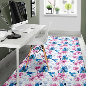 Hummingbird Pattern Print Design 02 Area Rug