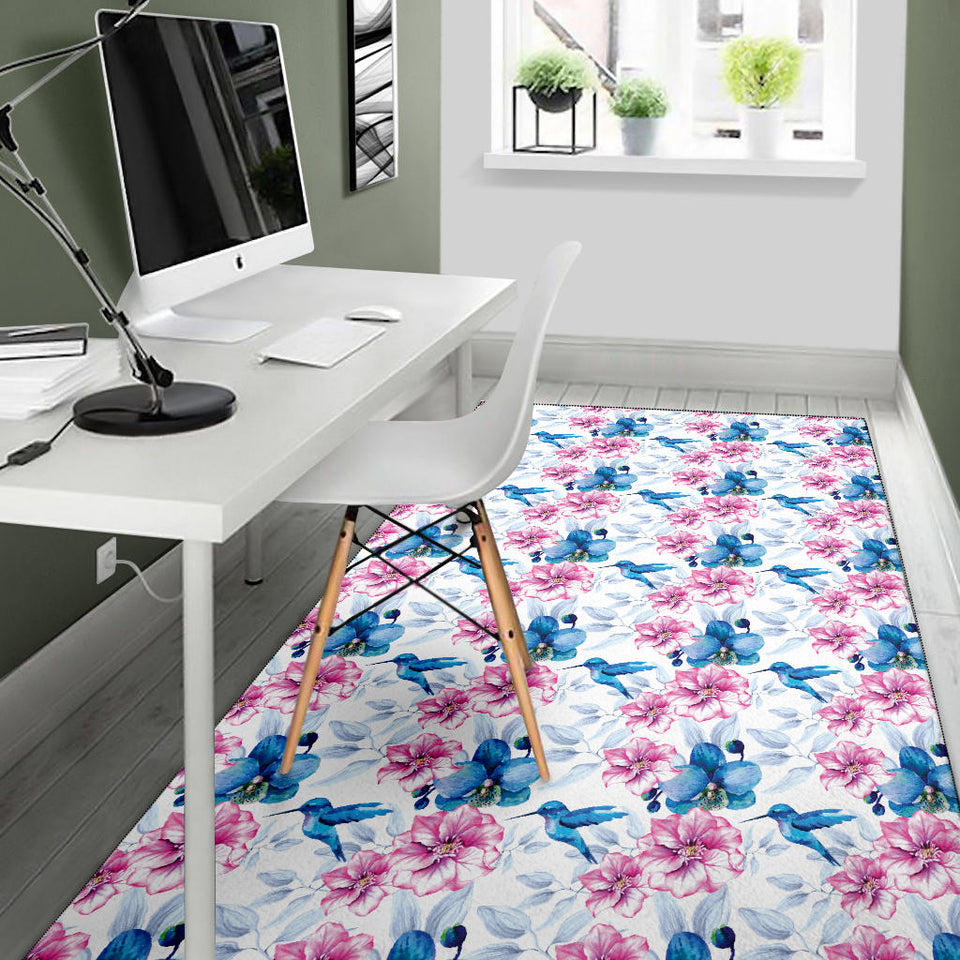 Hummingbird Pattern Print Design 02 Area Rug