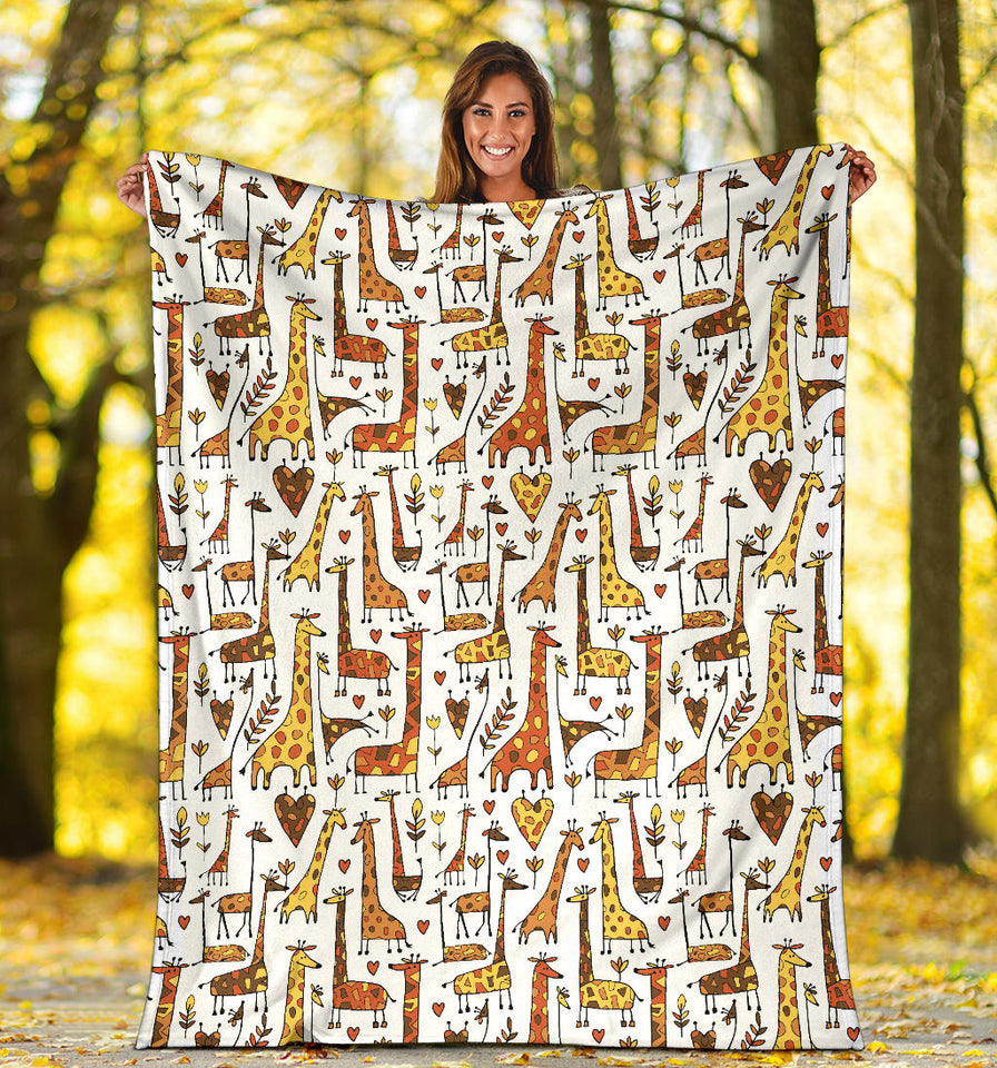 Giraffe Pattern Print Design 04 Premium Blanket