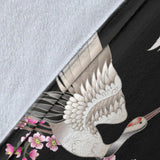 Japanese Crane Pink Sakura Pattern Premium Blanket