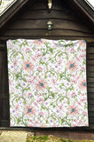 Beautiful Pink Lotus Waterlily Leaves Pattern Premium Quilt