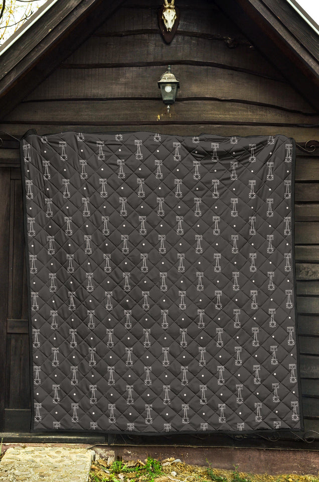 Engine Piston Black Background Pattern Print Design 02 Premium Quilt