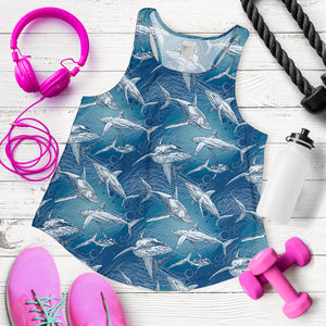 Shark hand drawn Women Racerback Tank Top